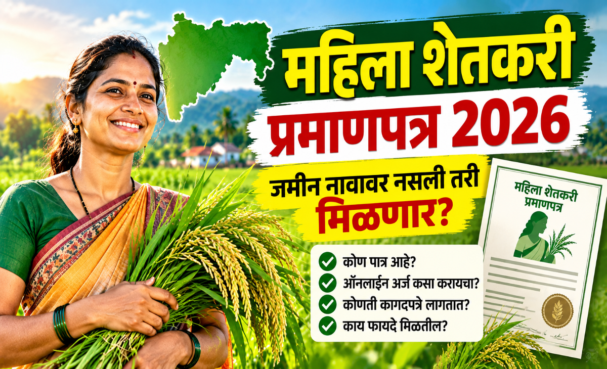 महिला शेतकरी प्रमाणपत्र 2026 जमीन नावावर नसली तरी मिळणार